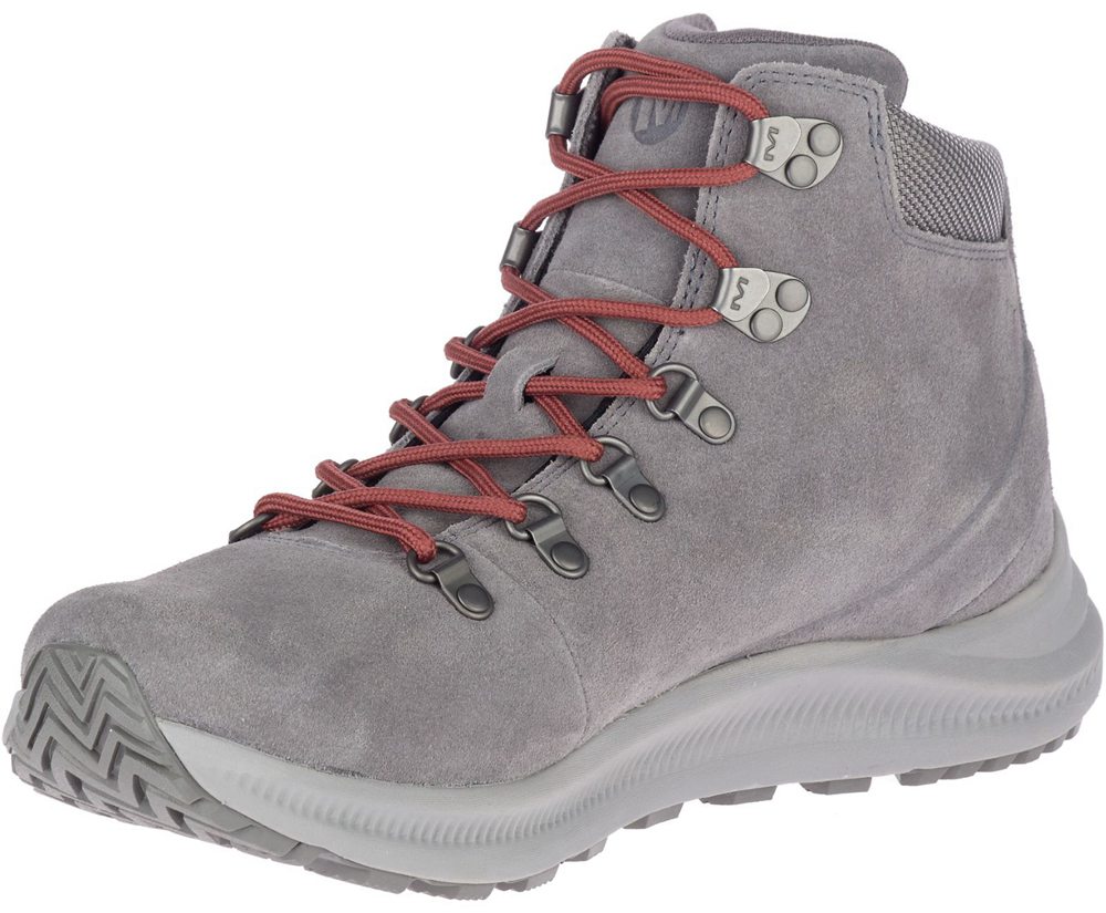 Merrell Hiking Boots Grey - Ontario Suede Mid - Mens 80UFYHDAE